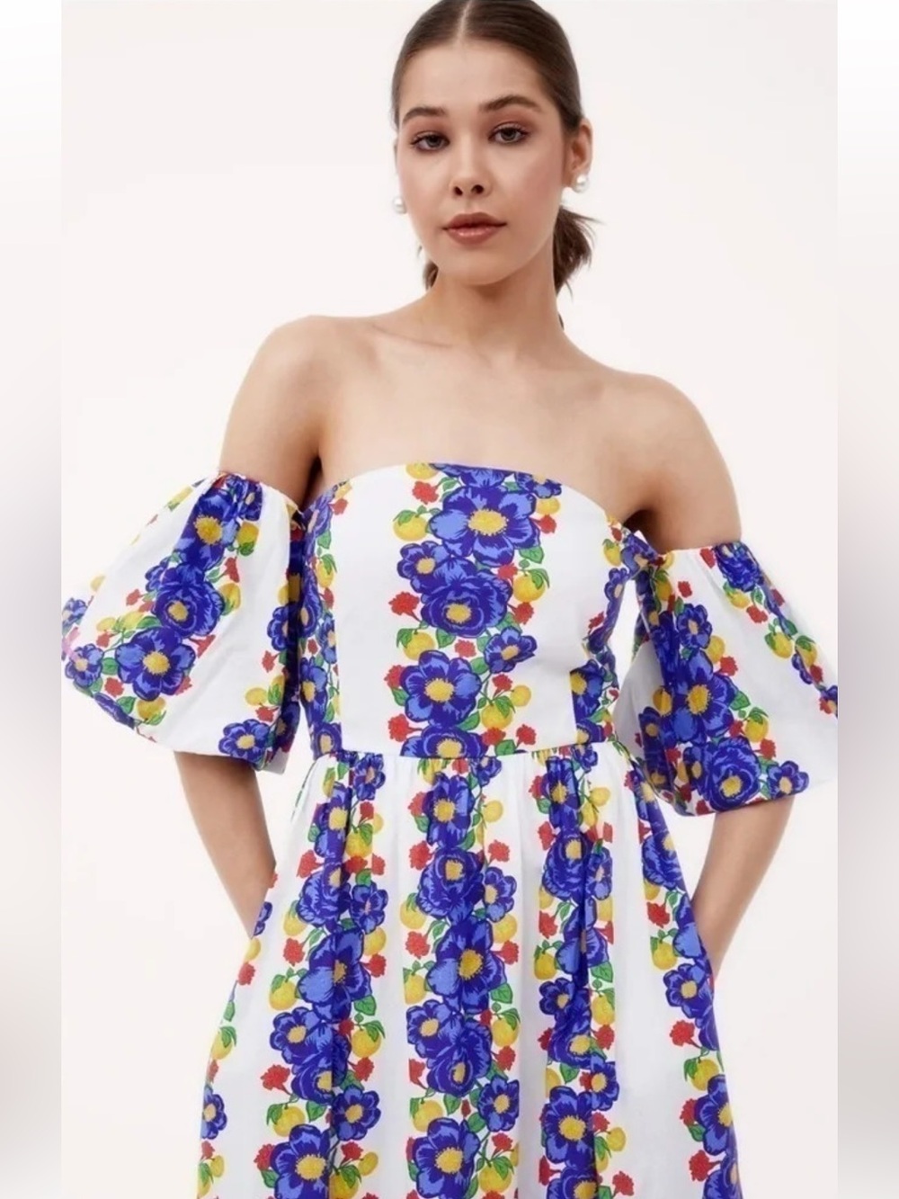 NWT Beyond by Vera Off the Shoulder Leah GRAND VILLA COBALT Dress size M - Picture 5 of 5